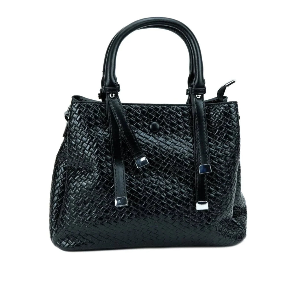 Women's Woven Leather Handbag – Elegant Top Handle Bag