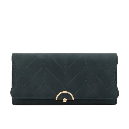 Women's Quilted Long Wallet – Elegant Trifold Clutch Purse with Card Slots