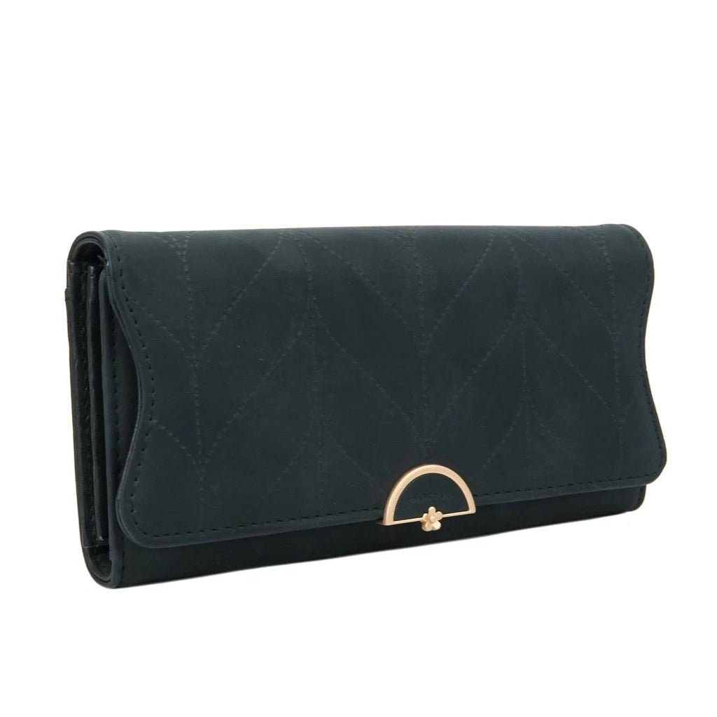 Women's Quilted Long Wallet – Elegant Trifold Clutch Purse with Card Slots