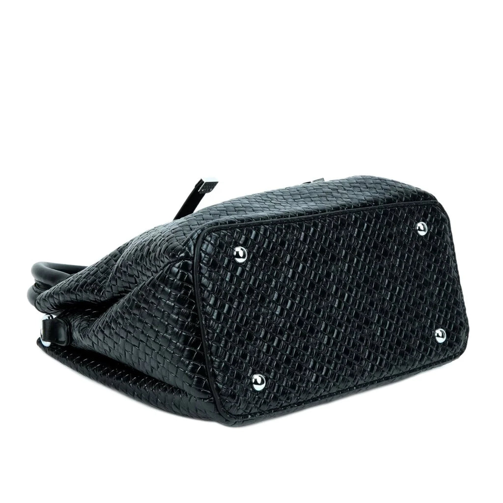 Women's Woven Leather Handbag – Elegant Top Handle Bag