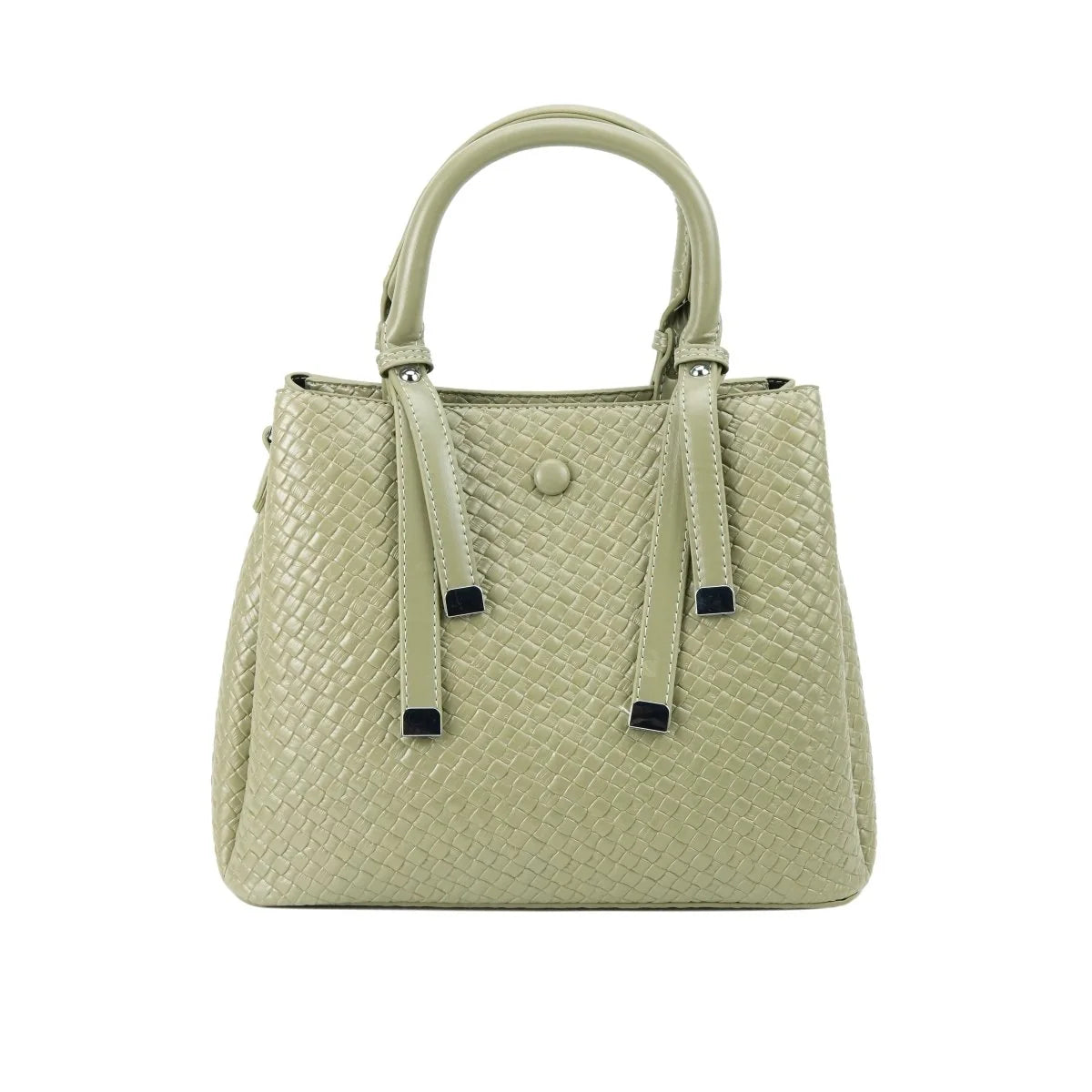 Women's Woven Leather Handbag – Elegant Top Handle Bag