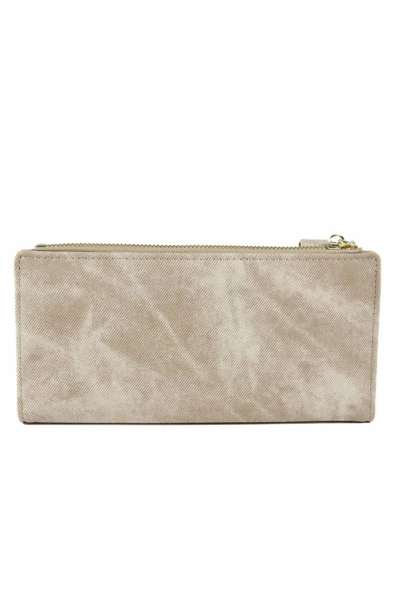 Women's Denim Style Long Zip Wallet with Card Holder Pocket